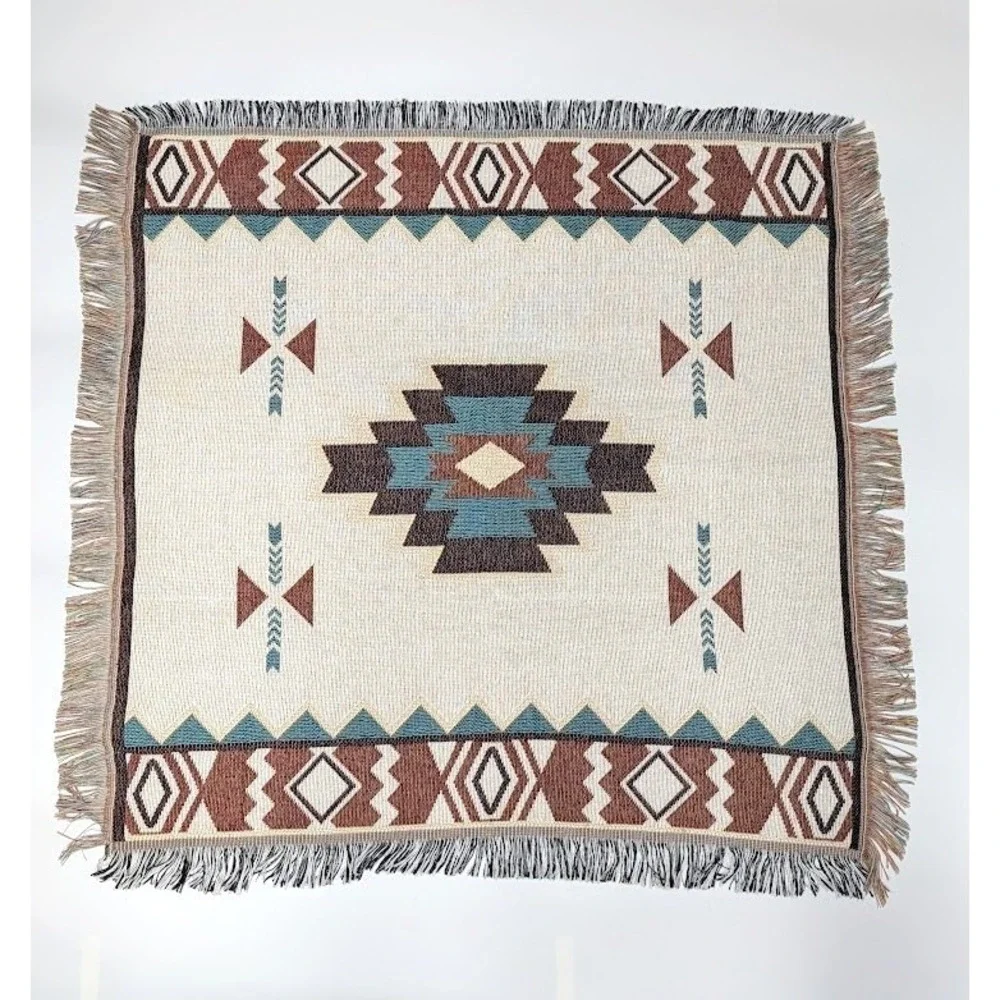 Southwestern Throw Sofa Blanket Tribal Fringed Tapestry Woven Rustic 35